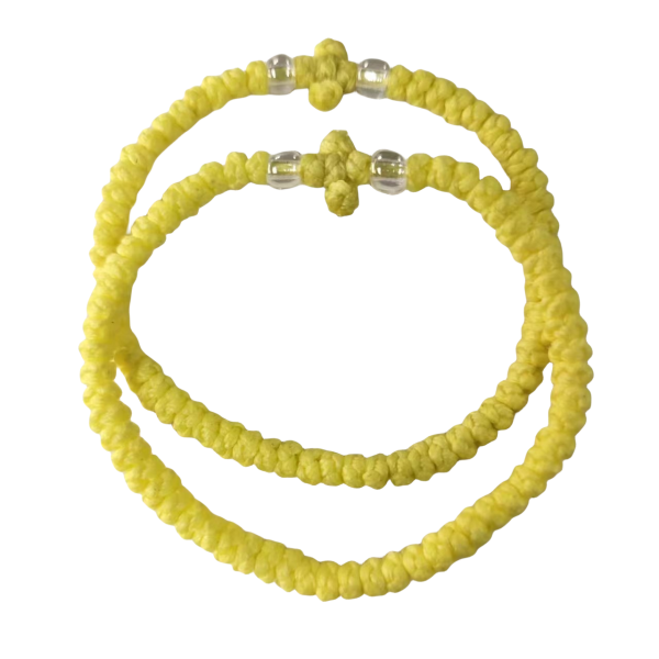 The best Russian Greek wax rope Komboskini bracelet, Orthodox prayer rope Chotki Komboskini knot bracelet yellow color and clear balls