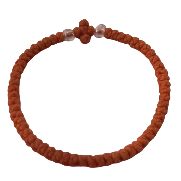 Factory Custom Orthodox Prayer Rope Bracelet for Kids, Brojanica, Komboskini, Chotki, Thin Waxed Thread Prayer Rope Bracelets Light army orange and lucency beads