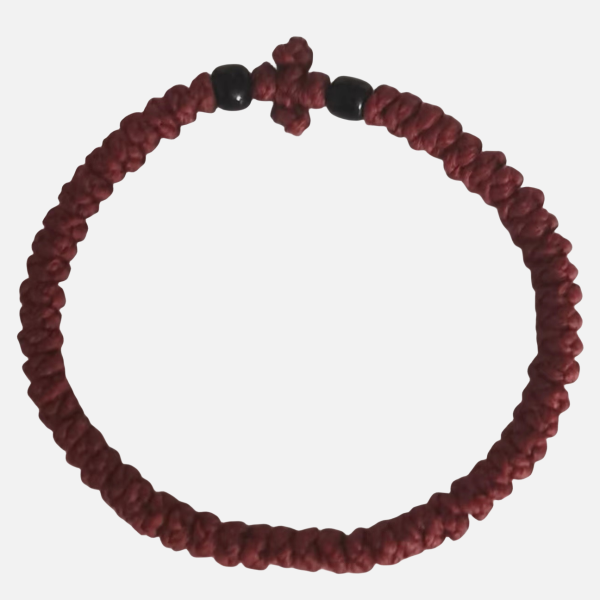 Factory Custom Orthodox Prayer Rope Bracelet for Kids, Brojanica, Komboskini, Chotki, Thin Waxed Thread Prayer Rope Bracelets Wine red and black beads