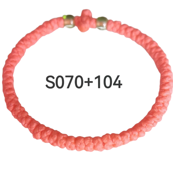 Factory Custom Orthodox Prayer Rope Bracelet for Kids, Brojanica, Komboskini, Chotki, Thin Waxed Thread Prayer Rope Bracelets Watermelon red and Green beads