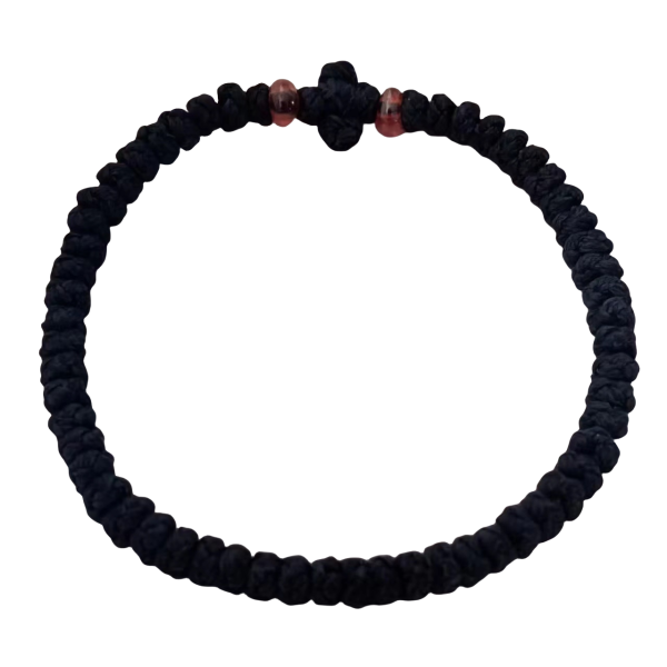 Factory Custom Orthodox Prayer Rope Bracelet for Kids, Brojanica, Komboskini, Chotki, Thin Waxed Thread Prayer Rope Bracelets Light Black and Red beads