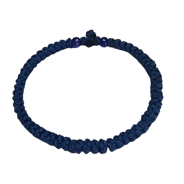 Factory Custom Orthodox Prayer Rope Bracelet for Kids, Brojanica, Komboskini, Chotki, Thin Waxed Thread Prayer Rope Bracelets blue and blue beads