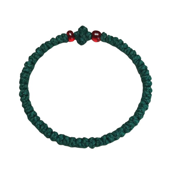 Factory Custom Orthodox Prayer Rope Bracelet for Kids, Brojanica, Komboskini, Chotki, Thin Waxed Thread Prayer Rope Bracelets green and red beads