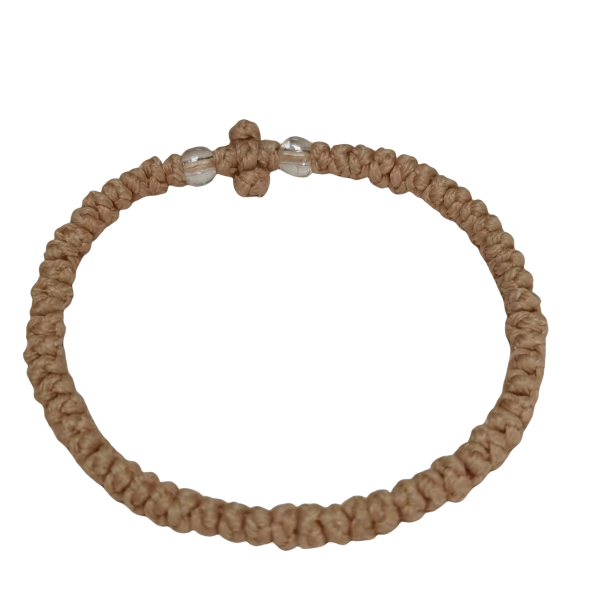 Factory Custom Orthodox Prayer Rope Bracelet for Kids, Brojanica, Komboskini, Chotki, Thin Waxed Thread Prayer Rope Bracelets khaki and lucency beads