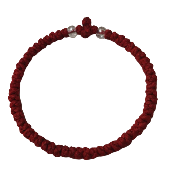 Factory Custom Orthodox Prayer Rope Bracelet for Kids, Brojanica, Komboskini, Chotki, Thin Waxed Thread Prayer Rope Bracelets red and Transparent beads (复制)
