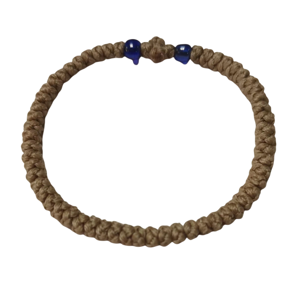 Factory Custom Orthodox Prayer Rope Bracelet for Kids, Brojanica, Komboskini, Chotki, Thin Waxed Thread Prayer Rope Bracelets fruit khaki color and blue beads