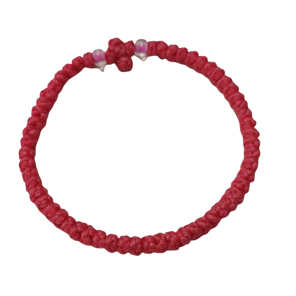 Factory Custom Orthodox Prayer Rope Bracelet for Kids, Brojanica, Komboskini, Chotki, Thin Waxed Thread Prayer Rope Bracelets fruit red color and  lucency beads