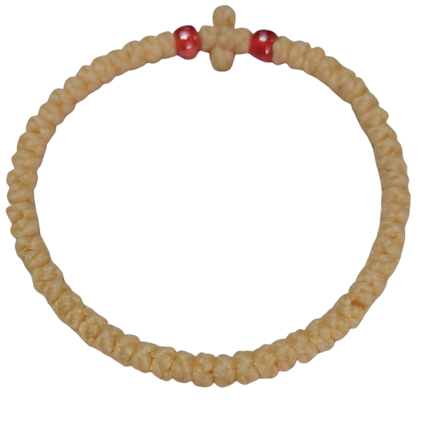 Factory Custom Orthodox Prayer Rope Bracelet for Kids, Brojanica, Komboskini, Chotki, Thin Waxed Thread Prayer Rope Bracelets khaki color and red beads