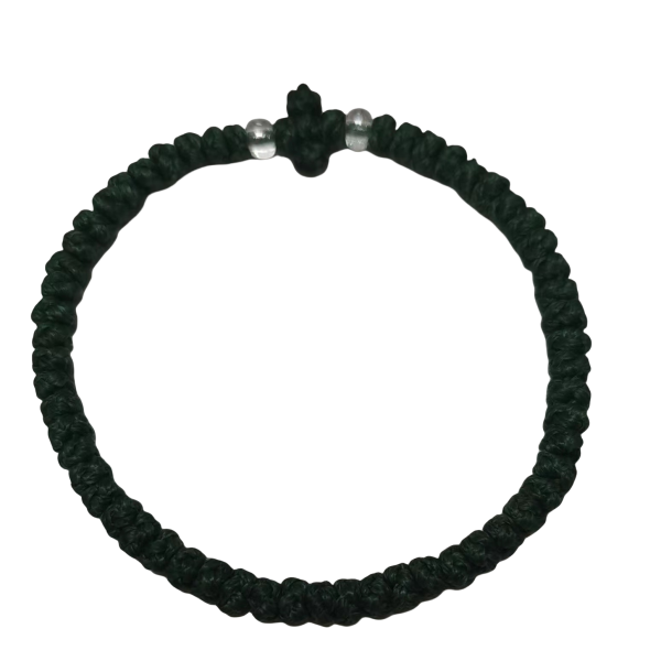 Factory Custom Orthodox Prayer Rope Bracelet for Kids, Brojanica, Komboskini, Chotki, Thin Waxed Thread Prayer Rope Bracelets green color and lucency beads