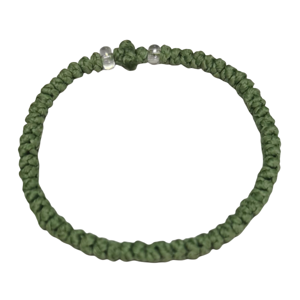 Factory Custom Orthodox Prayer Rope Bracelet for Kids, Brojanica, Komboskini, Chotki, Thin Waxed Thread Prayer Rope Bracelets green color and lucency beads